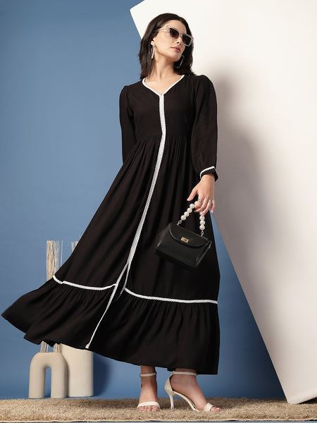 Women V-Neck Fit & Flare Dress