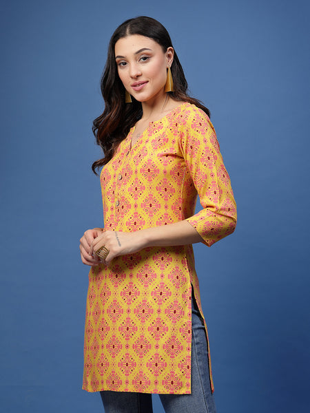 New Rayon Ethnic Motifs Printed Short Kurti