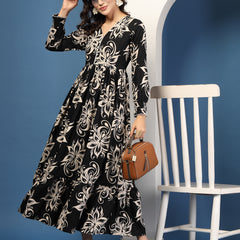 Women's Floral Print Fit & Flare Dress