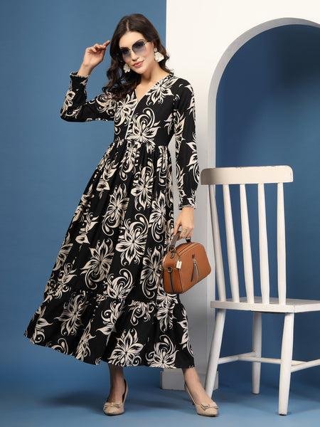 Women's Floral Print Fit & Flare Dress