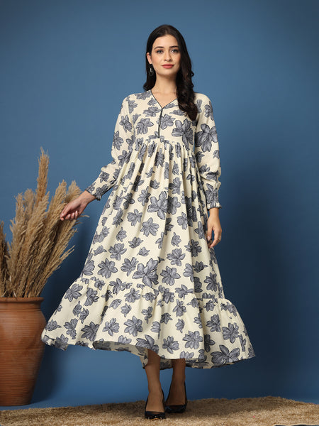 Women's Floral Print Fit & Flare Dress