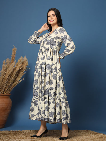 Women's Floral Print Fit & Flare Dress