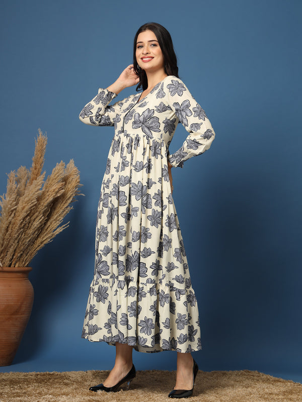 Women's Floral Print Fit & Flare Dress