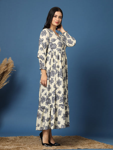 Women's Floral Print Fit & Flare Dress