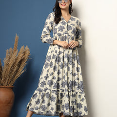 Women's Floral Print Fit & Flare Dress