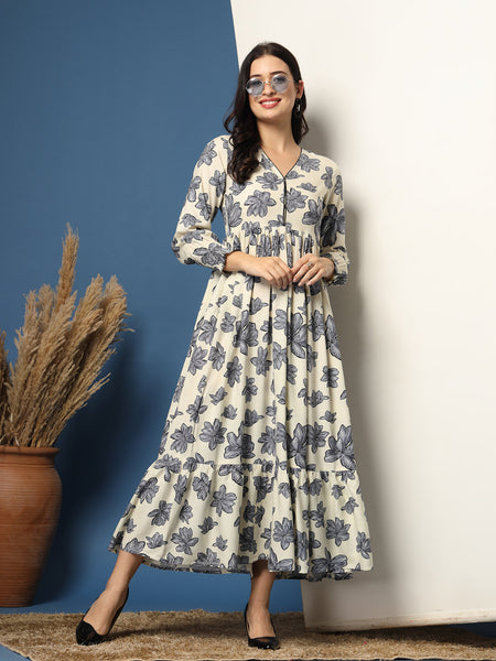 Women's Floral Print Fit & Flare Dress