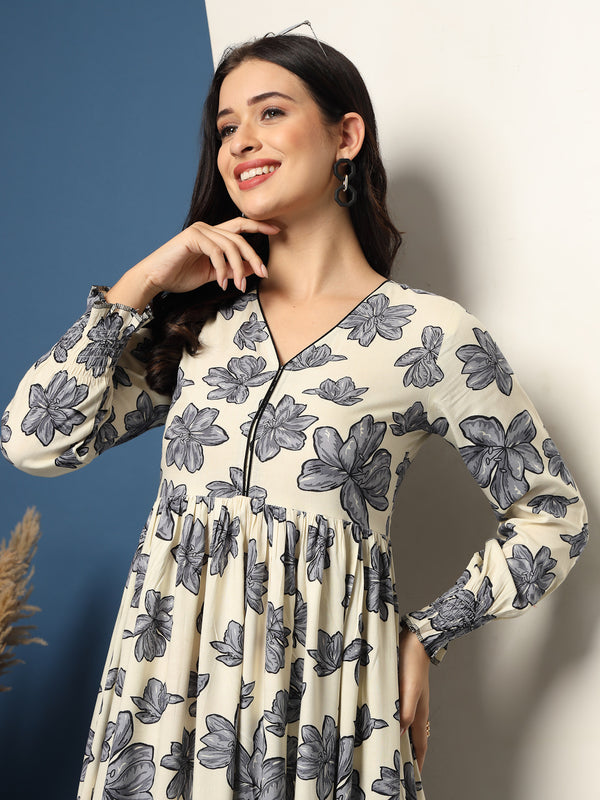 Women's Floral Print Fit & Flare Dress