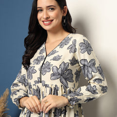 Women's Floral Print Fit & Flare Dress