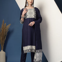 Women’s Printed Straight Kurta Suit Set