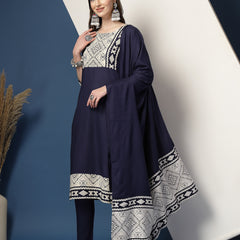 Women’s Printed Straight Kurta Suit Set