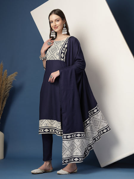 Women’s Printed Straight Kurta Suit Set