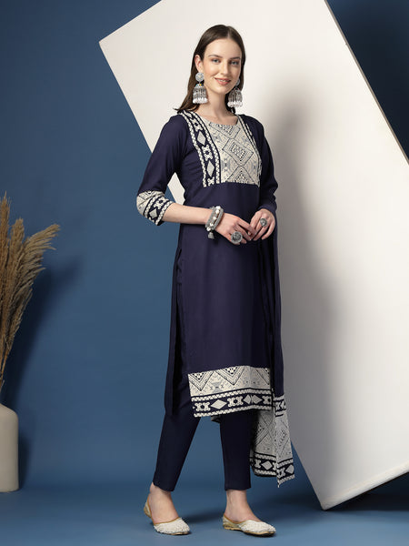 Women’s Printed Straight Kurta Suit Set