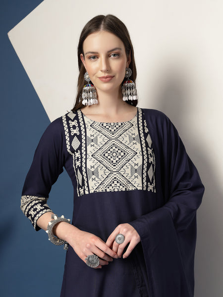 Women’s Printed Straight Kurta Suit Set