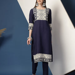 Women’s Printed Straight Kurta Suit Set
