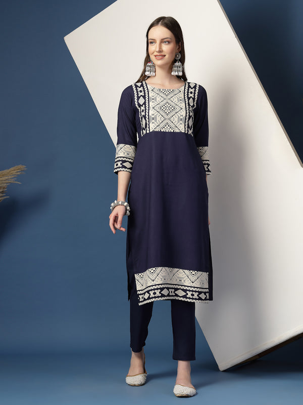 Women’s Printed Straight Kurta Suit Set