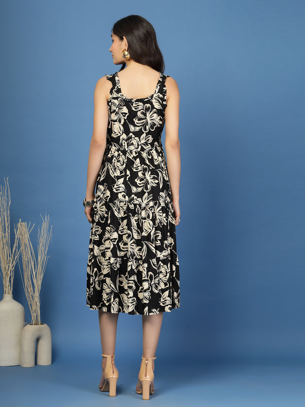 Women's Floral Print Fit & Flare Dress