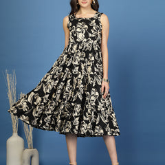 Women's Floral Print Fit & Flare Dress