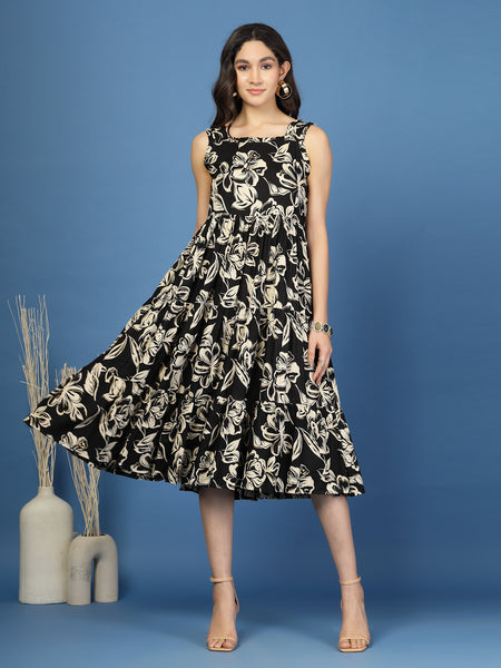 Women's Floral Print Fit & Flare Dress