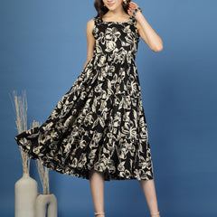Women's Floral Print Fit & Flare Dress