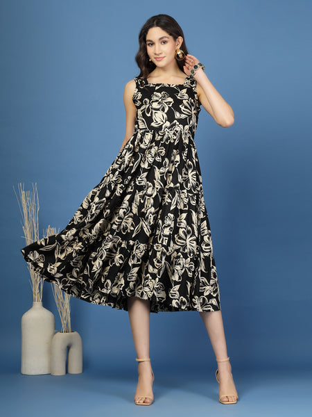 Women's Floral Print Fit & Flare Dress
