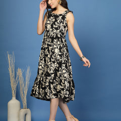 Women's Floral Print Fit & Flare Dress