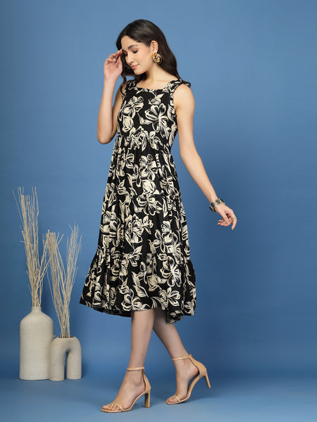 Women's Floral Print Fit & Flare Dress