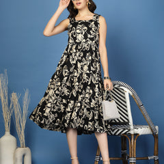 Women's Floral Print Fit & Flare Dress
