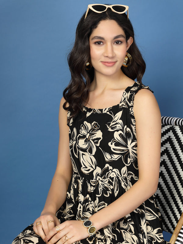 Women's Floral Print Fit & Flare Dress