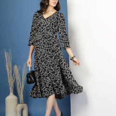 Women's Abstract Print Fit & Flare Dress