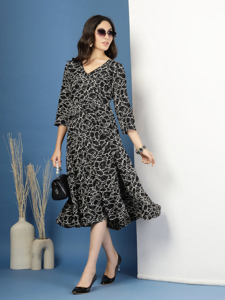 Women's Abstract Print Fit & Flare Dress