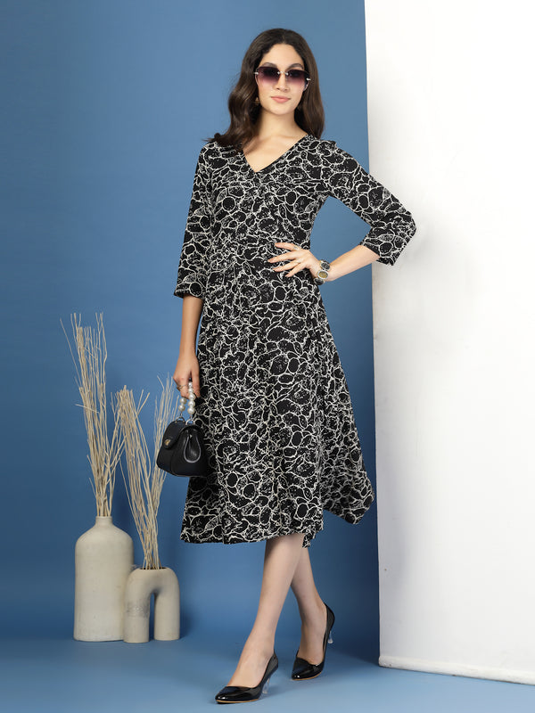 Women's Abstract Print Fit & Flare Dress