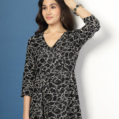 Women's Abstract Print Fit & Flare Dress