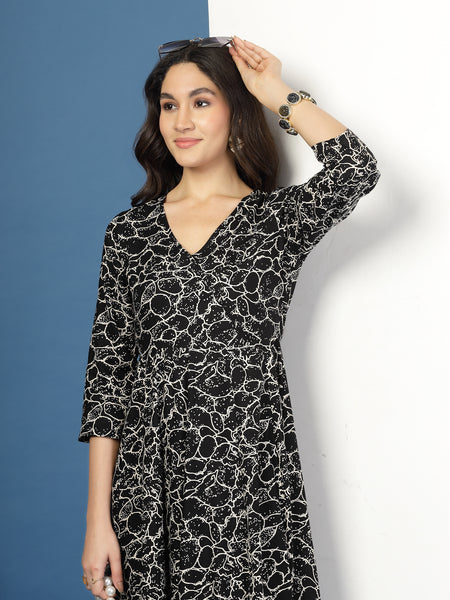 Women's Abstract Print Fit & Flare Dress