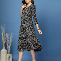 Women's Abstract Print Fit & Flare Dress