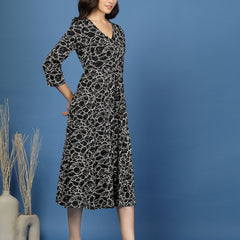 Women's Abstract Print Fit & Flare Dress