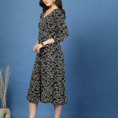 Women's Abstract Print Fit & Flare Dress