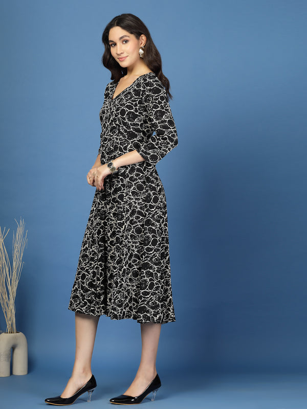 Women's Abstract Print Fit & Flare Dress