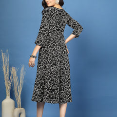 Women's Abstract Print Fit & Flare Dress