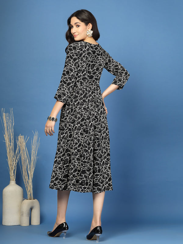Women's Abstract Print Fit & Flare Dress