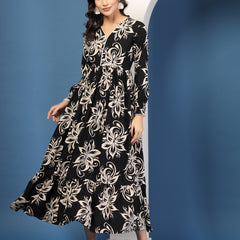 Women's Floral Print Fit & Flare Dress