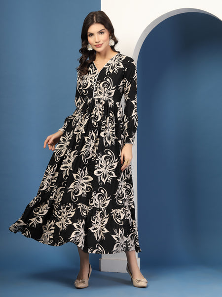 Women's Floral Print Fit & Flare Dress