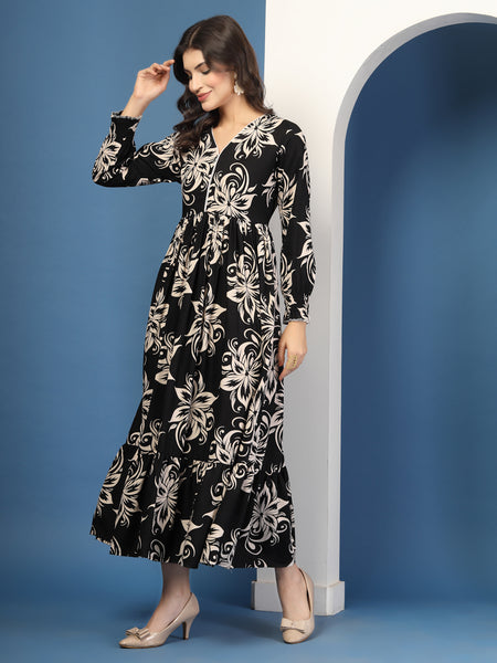 Women's Floral Print Fit & Flare Dress
