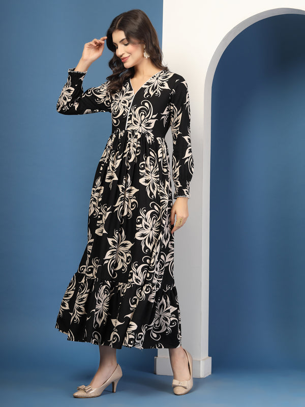 Women's Floral Print Fit & Flare Dress