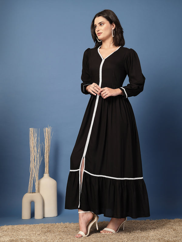 Women V-Neck Fit & Flare Dress