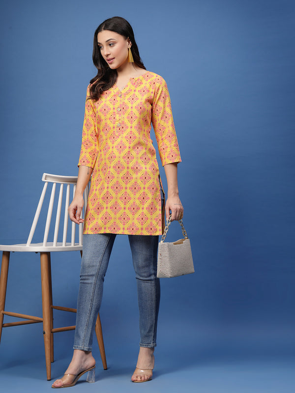 New Rayon Ethnic Motifs Printed Short Kurti