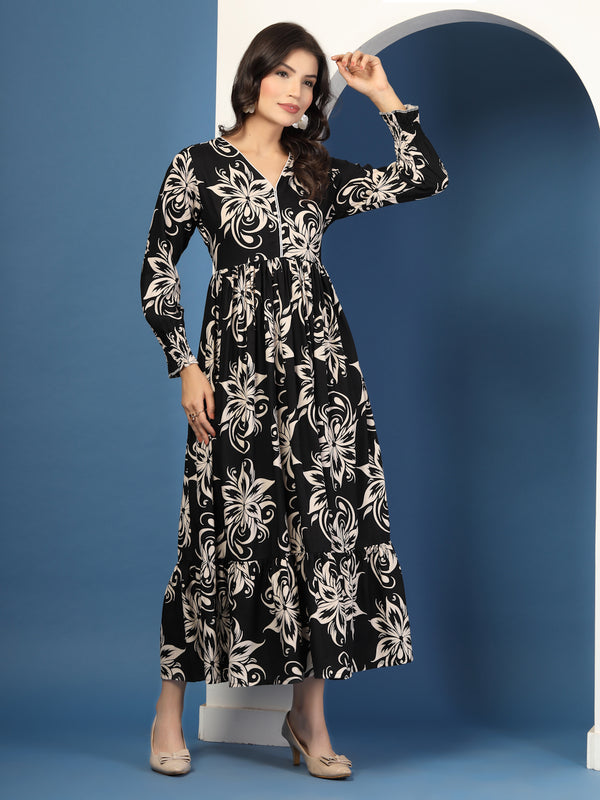 Women's Floral Print Fit & Flare Dress