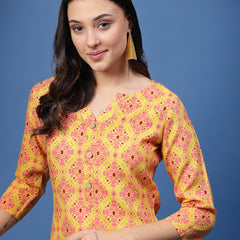 New Rayon Ethnic Motifs Printed Short Kurti