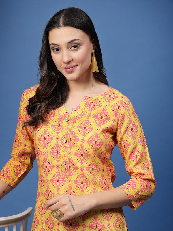New Rayon Ethnic Motifs Printed Short Kurti