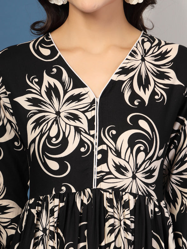 Women's Floral Print Fit & Flare Dress