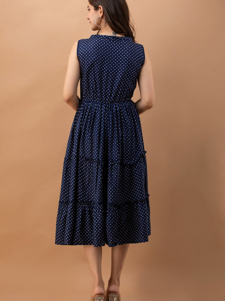 Women's Polka Print Fit & Flare Dress